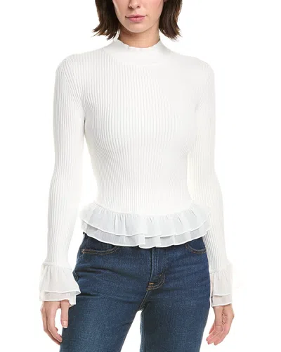Milly Ruffle Knit Top In White