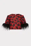 Milly Ruthe Poppy Jacquard Short Sleeve Top In Multi