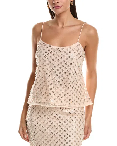 Milly Rylan Sequin Embroidered Netting Tank In Neutral