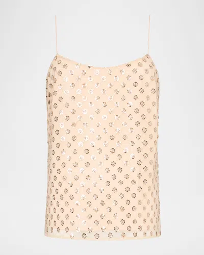 MILLY RYLAN SEQUIN-EMBROIDERED TANK TOP
