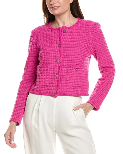 Milly Sade Glitter Textured Wool-blend Cardigan In White