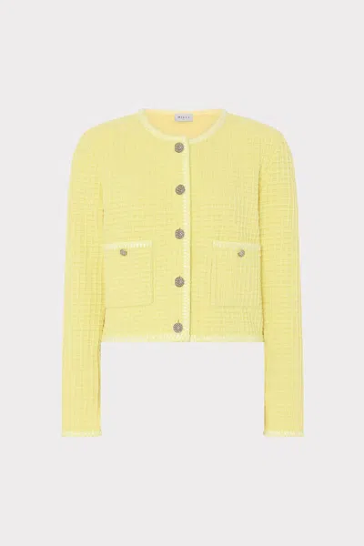 Milly Sade Textured Cardigan In Yellow