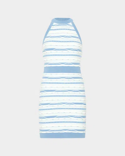 Milly Sadie Striped Knit Halter Mini Dress In Blue Multi