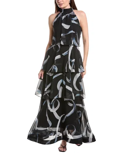Milly Salem Brushed Chiffon Bell Dress In Black