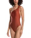 Milly Cabana Sam Gloss One Shoulder One Piece In Brown