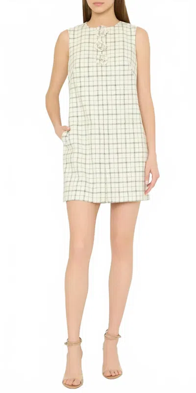 Milly Saylor Plaid Mini Dress In White/black In Multi