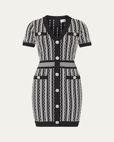 MILLY SCALLOP TEXTURED-KNIT BODYCON MINI DRESS