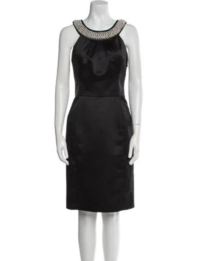 Pre-owned Milly Scoop Neck Knee-length Dress In Black