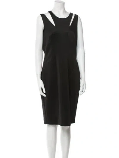 Pre-owned Milly Scoop Neck Knee-length Dress In Black