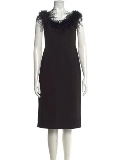 Pre-owned Milly Scoop Neck Knee-length Dress In Black