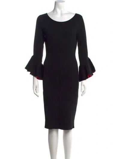 Pre-owned Milly Scoop Neck Knee-length Dress In Black