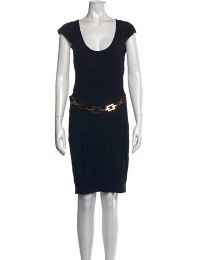 Pre-owned Milly Scoop Neck Knee-length Dress In Black