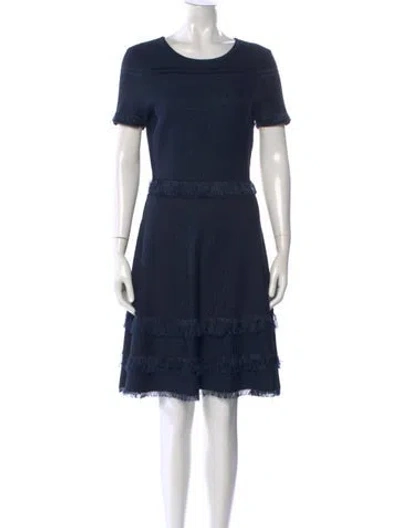 Pre-owned Milly Scoop Neck Knee-length Dress In Blue