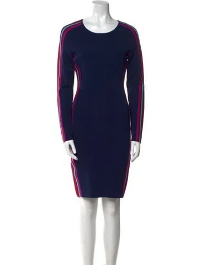 Pre-owned Milly Scoop Neck Knee-length Dress In Blue