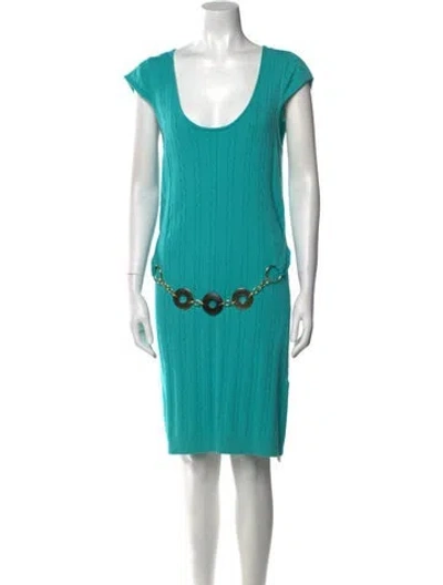 Pre-owned Milly Scoop Neck Knee-length Dress In Blue