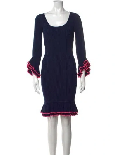 Pre-owned Milly Scoop Neck Knee-length Dress In Blue