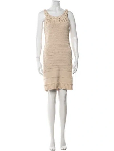 Pre-owned Milly Scoop Neck Knee-length Dress In Neutral