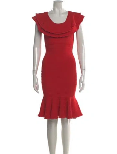Pre-owned Milly Scoop Neck Knee-length Dress In Red