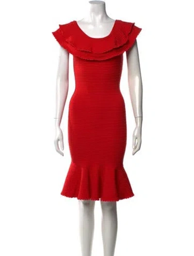 Pre-owned Milly Scoop Neck Knee-length Dress In Red