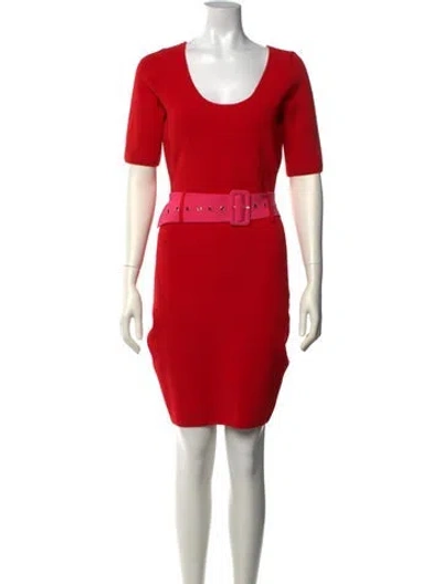 Pre-owned Milly Scoop Neck Knee-length Dress In Red