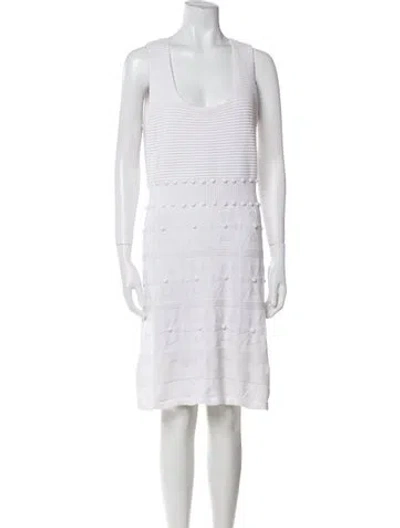 Pre-owned Milly Scoop Neck Knee-length Dress In White