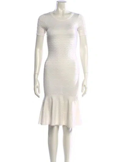Pre-owned Milly Scoop Neck Knee-length Dress In White