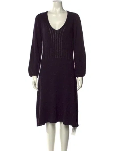 Pre-owned Milly Scoop Neck Midi Length Dress In Black