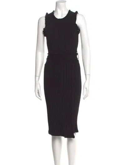 Pre-owned Milly Scoop Neck Midi Length Dress In Black