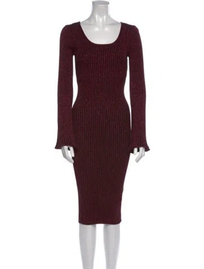 Pre-owned Milly Scoop Neck Midi Length Dress In Burgundy