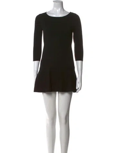 Pre-owned Milly Scoop Neck Mini Dress In Black