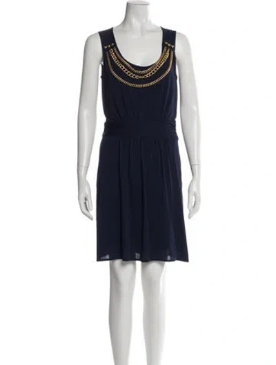 Pre-owned Milly Scoop Neck Mini Dress In Blue