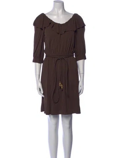 Pre-owned Milly Scoop Neck Mini Dress In Brown