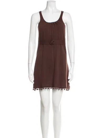 Pre-owned Milly Scoop Neck Mini Dress In Brown