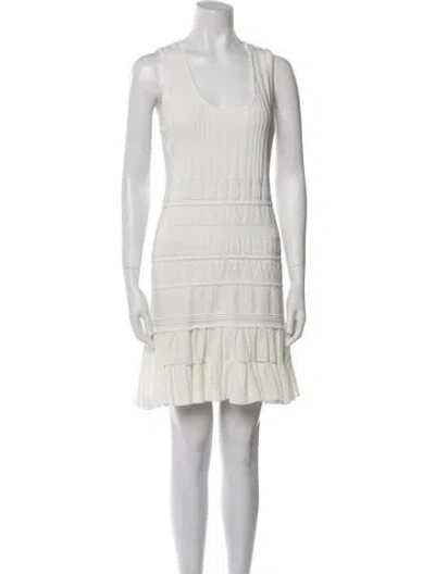 Pre-owned Milly Scoop Neck Mini Dress In Neutral
