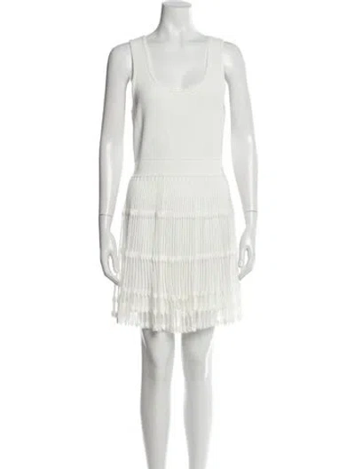 Pre-owned Milly Scoop Neck Mini Dress In Neutral