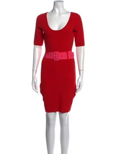 Pre-owned Milly Scoop Neck Mini Dress In Red