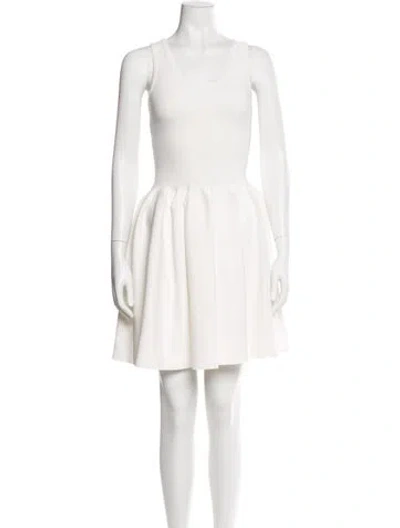 Pre-owned Milly Scoop Neck Mini Dress In White