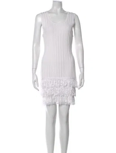 Pre-owned Milly Scoop Neck Mini Dress In White