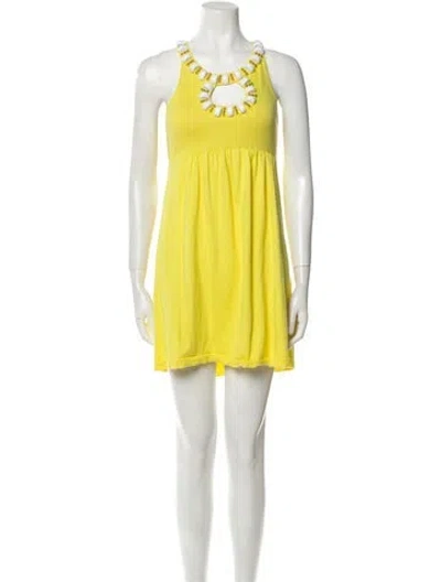Pre-owned Milly Scoop Neck Mini Dress In Yellow