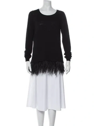 Pre-owned Milly Scoop Neck Sweater In Black