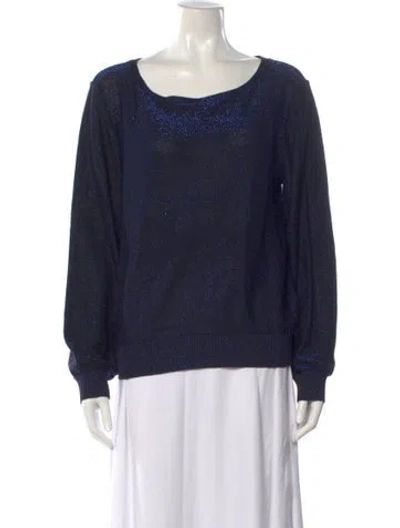 Pre-owned Milly Scoop Neck Sweater In Blue