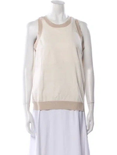 Pre-owned Milly Scoop Neck Sweater In Neutral