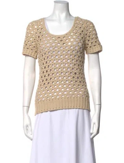 Pre-owned Milly Scoop Neck Sweater In Neutrals