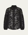 Milly Scroll Burnout Button Up Long Sleeve Top Shirt In Black