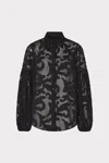 Milly Scroll Burnout Button Up Long Sleeve Top Shirt In Black