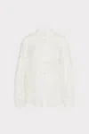 Milly Scroll Burnout Button Up Long Sleeve Top Shirt In White