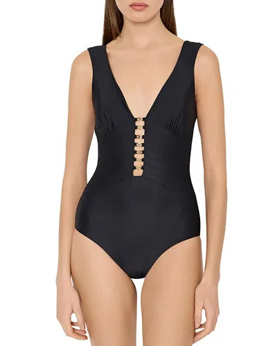 Milly Seamed One Piece Swimsuit In Black