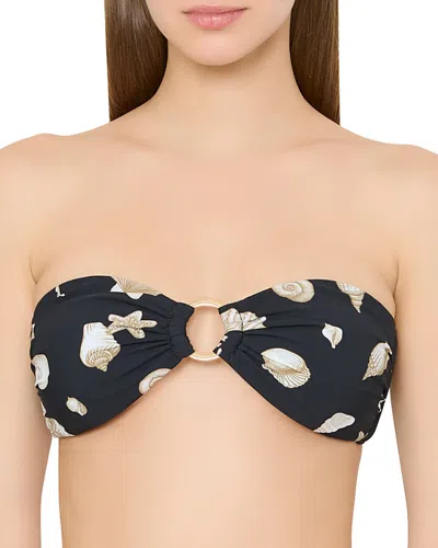 Milly Seashell O Ring Bandeau Bikini Top In Black
