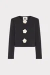 Milly Selena Applique Cropped Jacket In Black