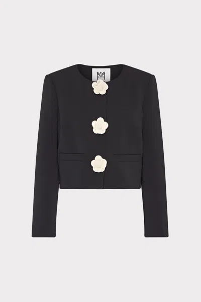 Milly Selena Applique Cropped Jacket In Black